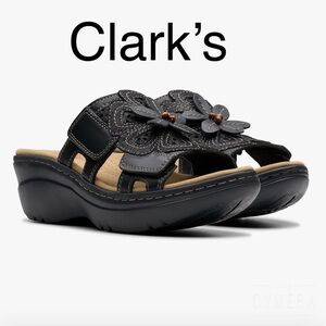 Clarks Women's Black Floral Sandals